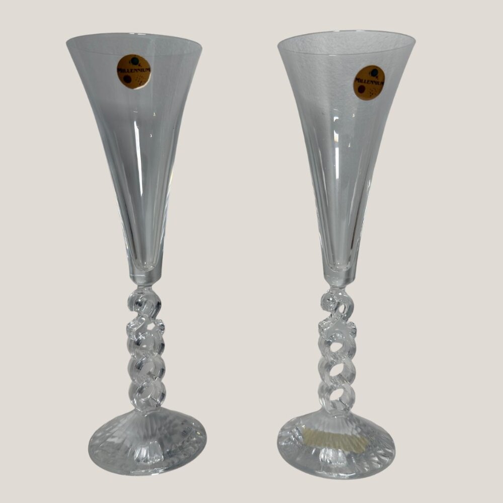 *$5 SALE* Cristal D'Arques Millennium 2000 Champagne Flutes - 2 Lead Crystal Y2K